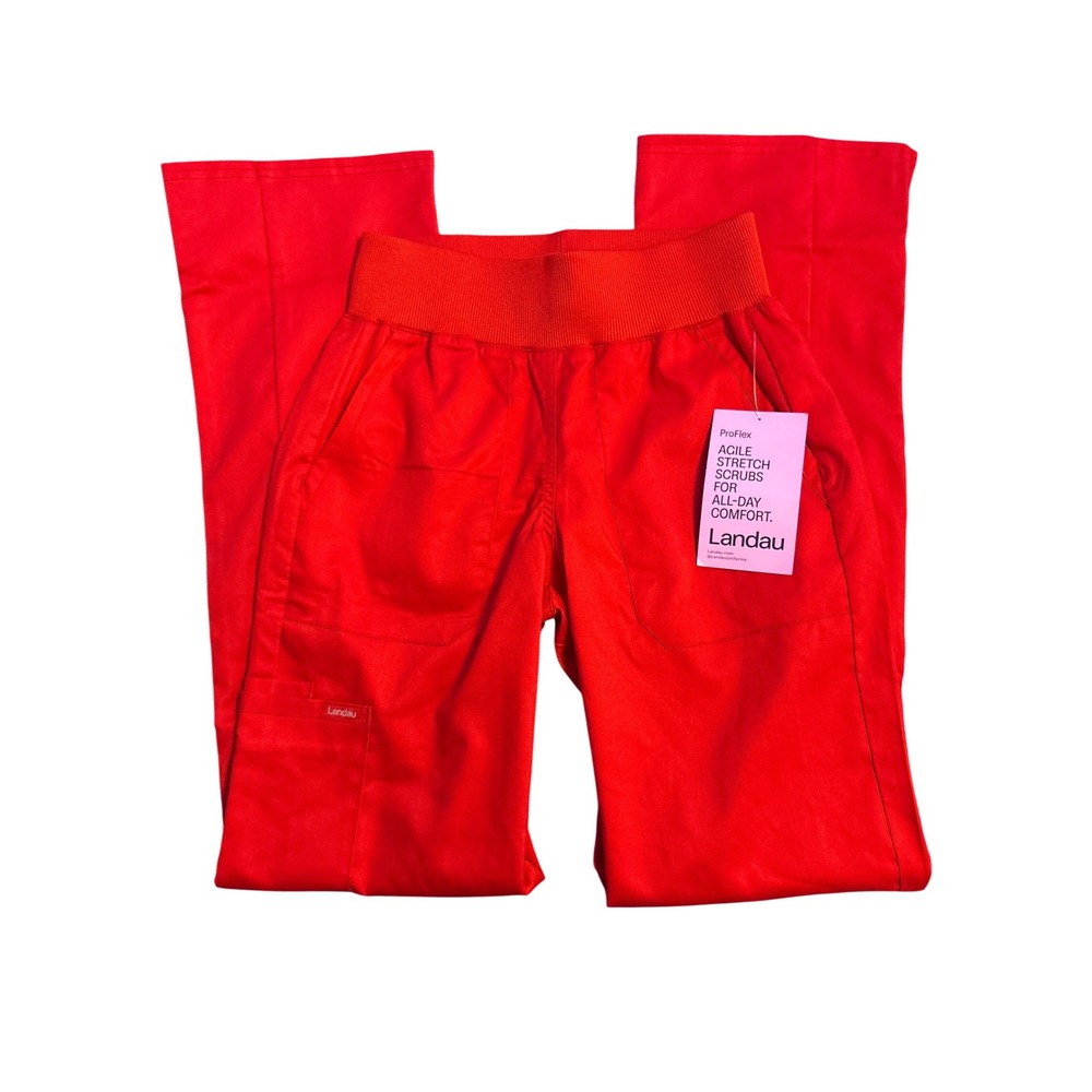 NEW Landau ProFlex True Red Yoga Waist Cargo Scrub Pants XXS